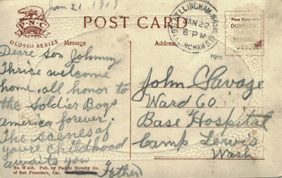 postcard to John from father George