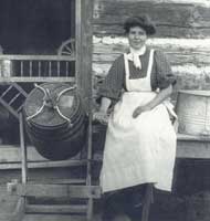 pioneer woman churning butter